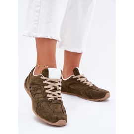 Női sportcipő öko velúr sötétzöld 2