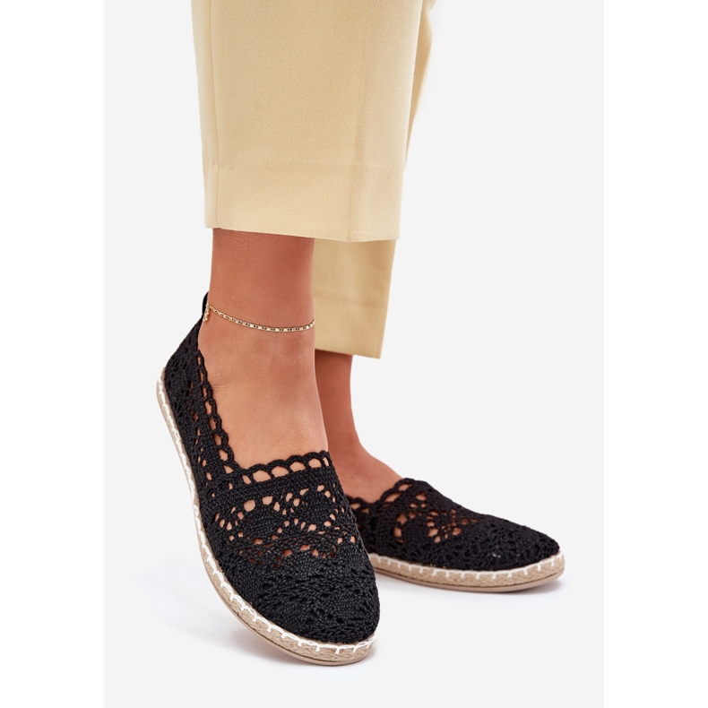 Csipke női csipke fekete espadrilles 1