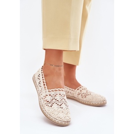 Bézs csipke csipke espadrilles 2