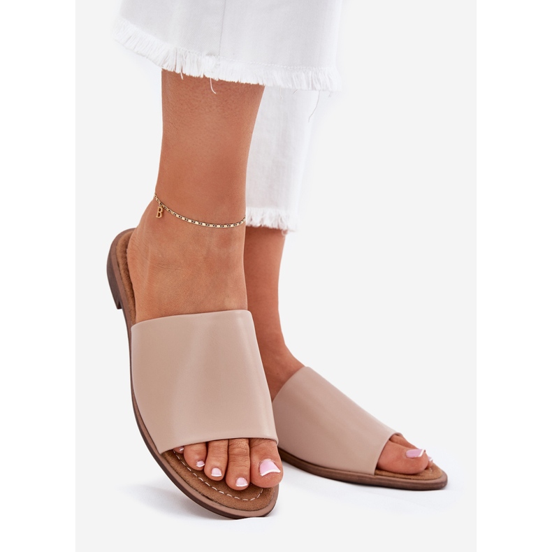 EVento Női bőr lapos bézs papucs 1