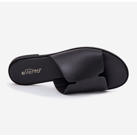 EVento Női flip flop flopok lapos bőrű bőrrel fekete 2