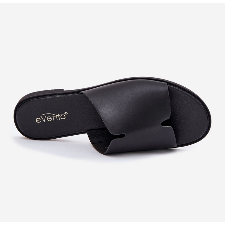 EVento Női flip flop flopok lapos bőrű bőrrel fekete 2