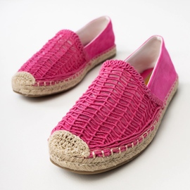 Rózsaszín nyitott eSpadrilles a platformon 1