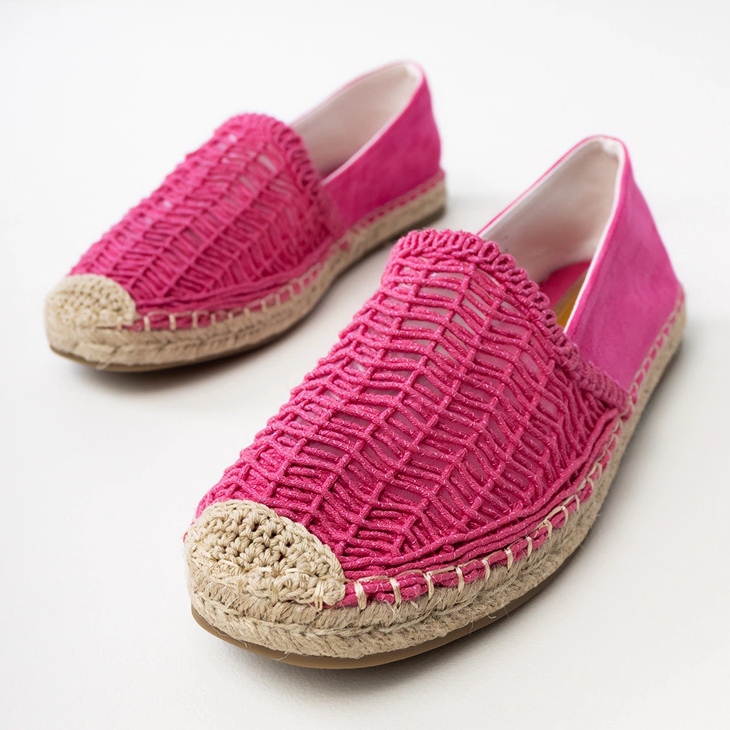 Rózsaszín nyitott eSpadrilles a platformon 1