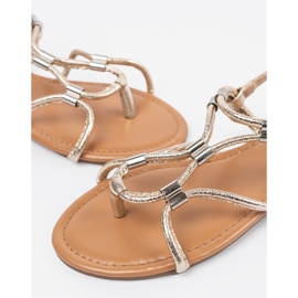 Női szandál flip -flopok dekoratív csíkokkal aranysárga 1 Női szandál flip -flopok dekoratív csíkokkal aranysárga 1