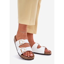 EVento Női papucskapuflopok öko csatokkal fehér bőr 1