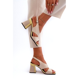 S.Barski Női szandál magas sarkú bézs színű D&amp;A MR38-153 4