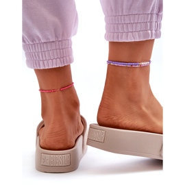 Női velúr csúszdák a platformon Big Star NN274A671 Bézs 4