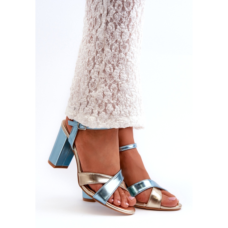 Seastar Eco bőr magassarkú szandál kék és arany Abilica 1