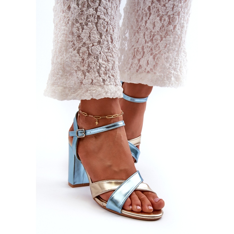 Seastar Eco bőr magassarkú szandál kék és arany Abilica 3