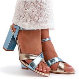 Seastar Eco bőr magassarkú szandál kék és arany Abilica 4
