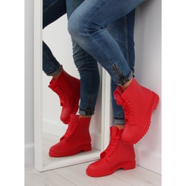 Piros fűzős csizma galoshes D56P piros 1
