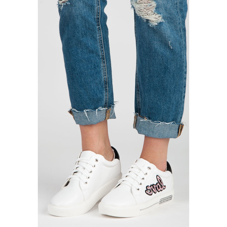 Vices Szeretem a fűzős tornacipőket fehér rózsaszín 1