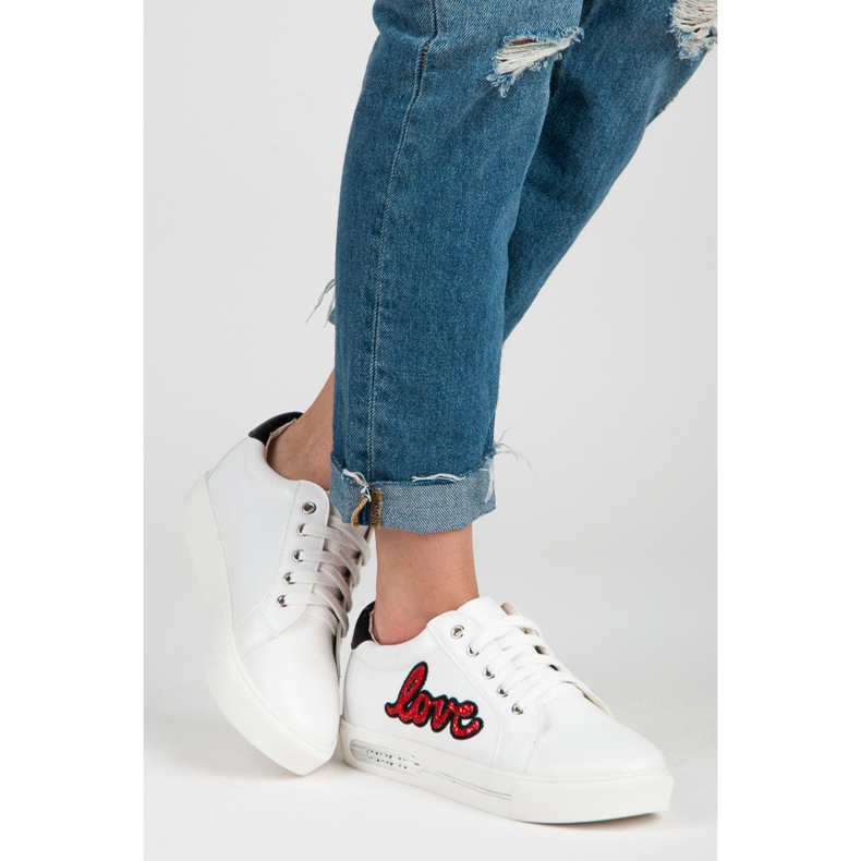 Vices Szeretem a fűzős tornacipőket fehér piros 2