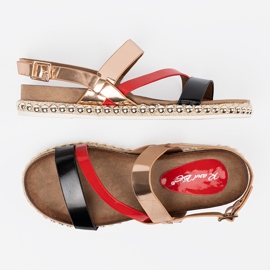 Női szandál díszített talppal aranysárga 1