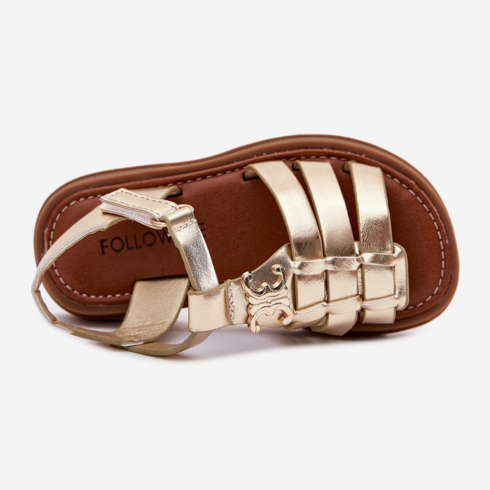 Lányok szandálja dekoratív arany részletekkel aranysárga 2