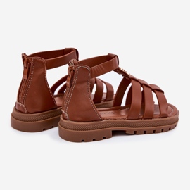 A lányok gladiátor szandál arany részletekkel barna 2