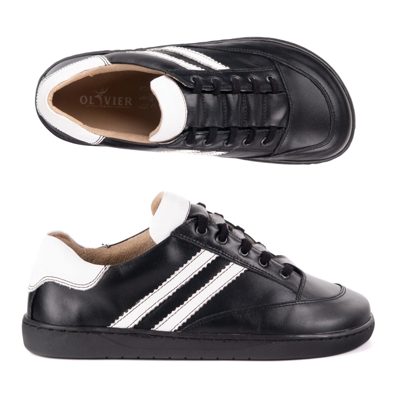 Cipők mezítláb női olivier fekete bőr cipő fehér 1