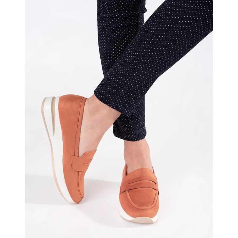 Női csúszócipők a platformon narancs 1