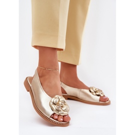 Bőr lapos szandál dekorációval chebello 4642 arany aranysárga 2