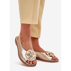 Bőr lapos szandál dekorációval chebello 4642 arany aranysárga 1