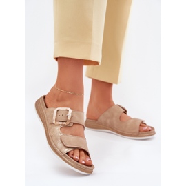 Női flip flopok csatával és tépőzáras inblu mk000013 bézs 2