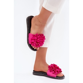 Fuchsia virágokkal díszített női flip flopok rózsaszín 2