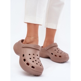 Big Star Női hab papucs flopok a masszív talpon lévő nagy csillagon RR274A121 Sötét bézs 2