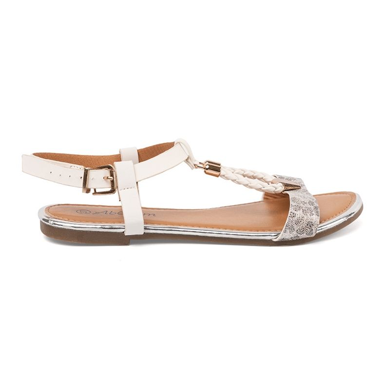 Fehér és ezüst szandál arany dekorációkkal sokszínű 1