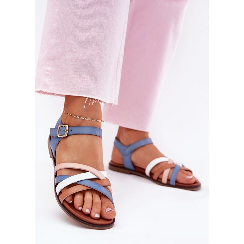 Női szandál Sergio Leone SK090H kék csíkokkal 2