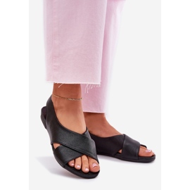 Zazoo 40407 női fekete bőr szandál 1