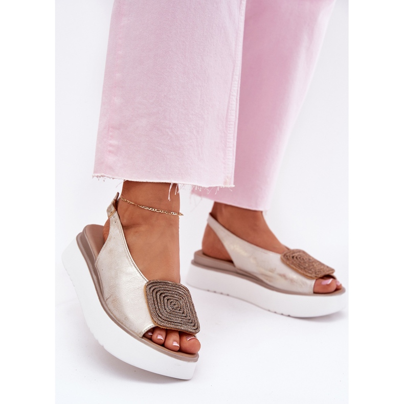 Zazoo 1786 női bőr szandál a platformon, egy díszes aranyat törölt aranysárga 2 Zazoo 1786 női bőr szandál a platformon, egy díszes aranyat törölt aranysárga 2