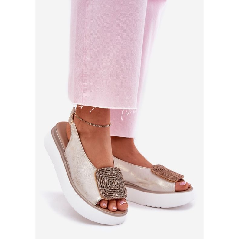 Zazoo 1786 női bőr szandál a platformon, egy díszes aranyat törölt aranysárga 1 Zazoo 1786 női bőr szandál a platformon, egy díszes aranyat törölt aranysárga 1