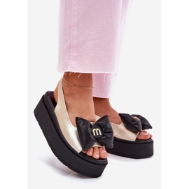 CheBello Női bőr szandál a platformon Cheello 4641 arany és fekete aranysárga 1