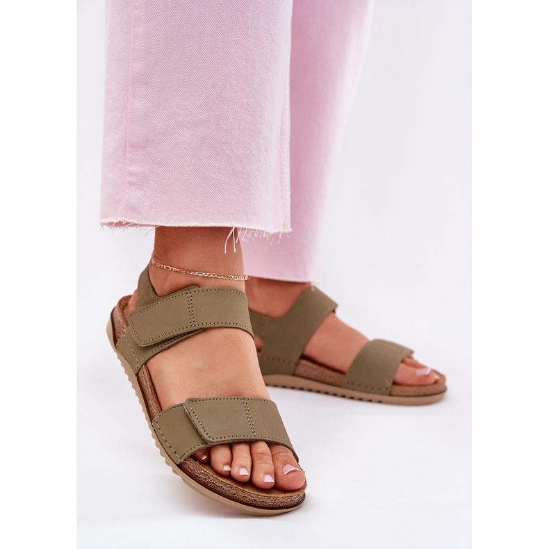 Női bőr szandál inblu aa0001ki zöld 2