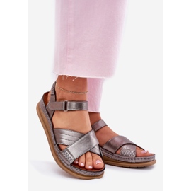 Női bőr szandál a Maciejka L7064-35 grafitplatformon szürke 1