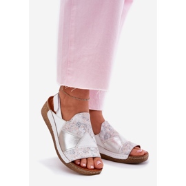 Női bőr szandál ékkel maciejka zsinór l7067-11 fehér 1