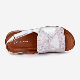 Női bőr szandál ékkel maciejka zsinór l7067-11 fehér 2