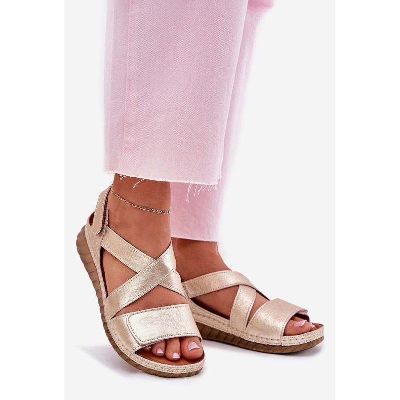 Női bőr szandál maciejka l6848-25 pln aranysárga 1