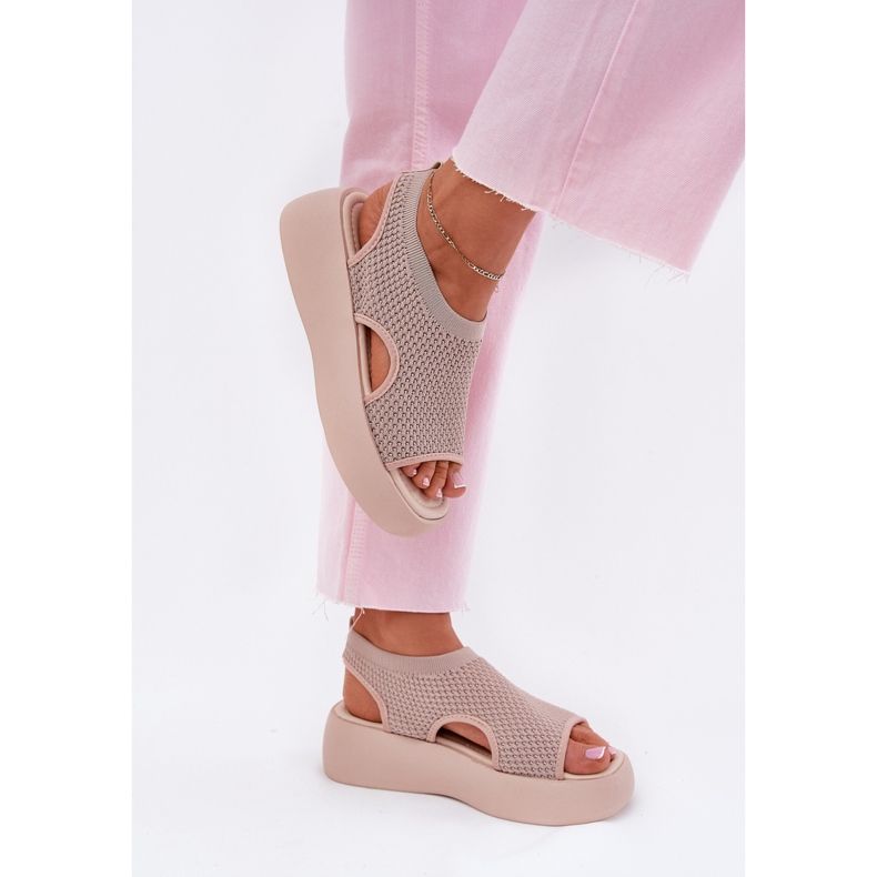 Női Platform szandál, bézs 2