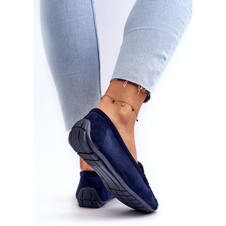 A nők divatos öko-részének sötétkék loaferek 4
