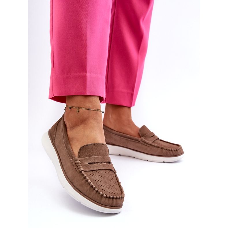 Női velúr cipők a Sergio Leone SP012 platformon világítanak bézs 1