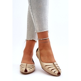 Zazoo 10009 Kényelmes bőr női balerinas bézs 4