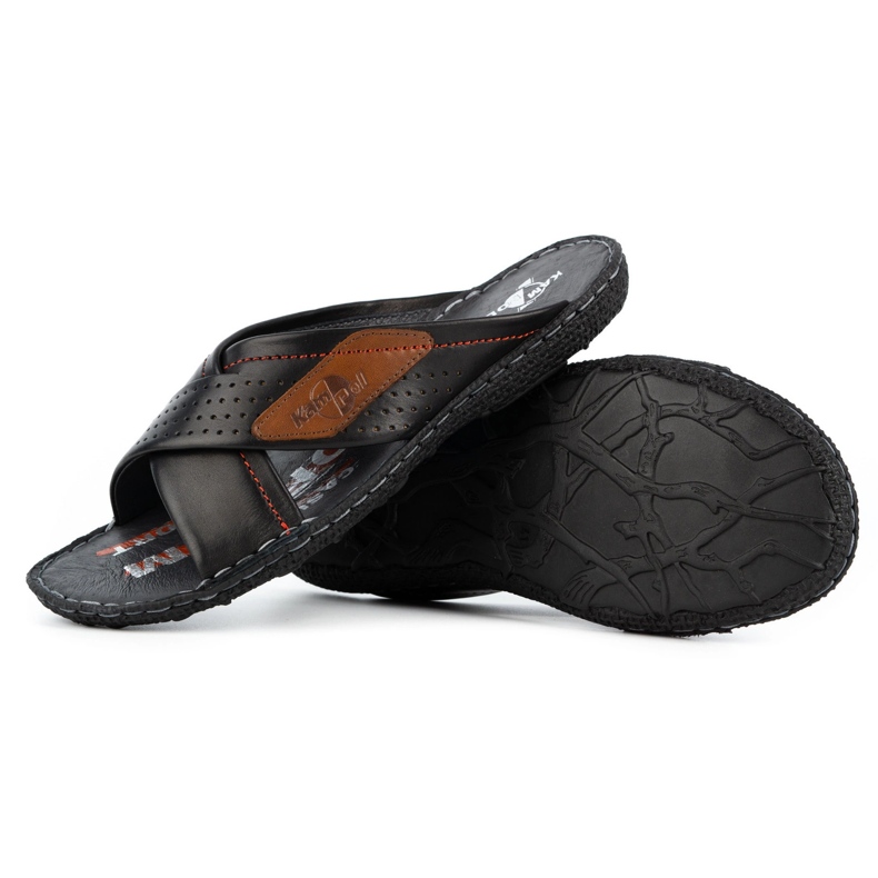 Kampol Férfi bőr papucs 216KAM fekete 5
