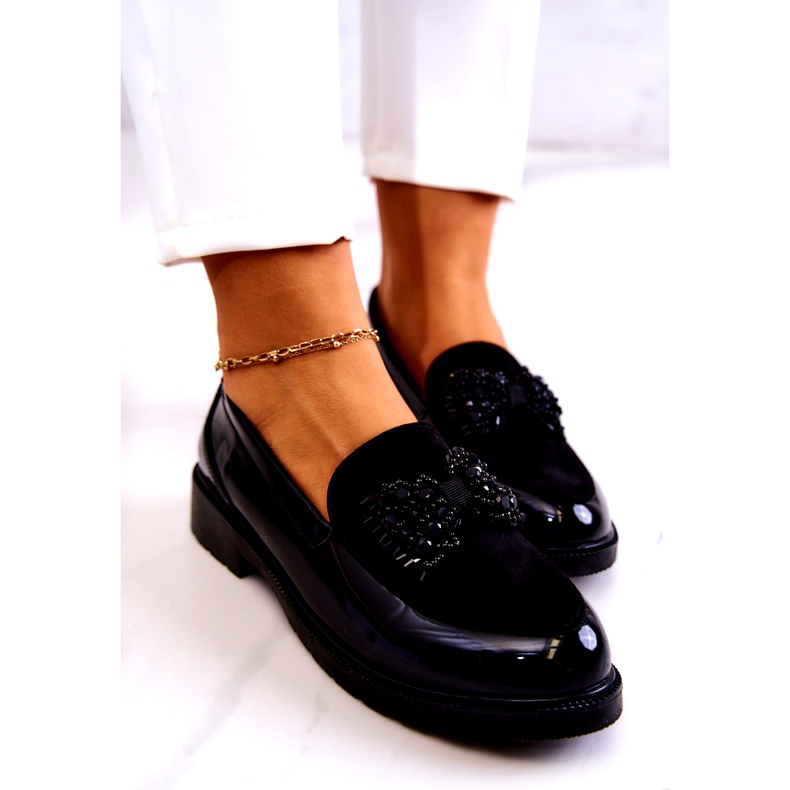 S.Barski A női lakkozott Lafefer mokaszinok fekete 5