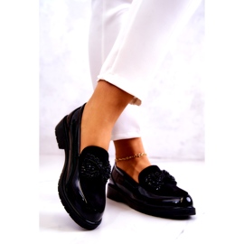 S.Barski A női lakkozott Lafefer mokaszinok fekete 1