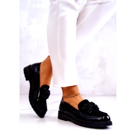 S.Barski A női lakkozott Lafefer mokaszinok fekete 2