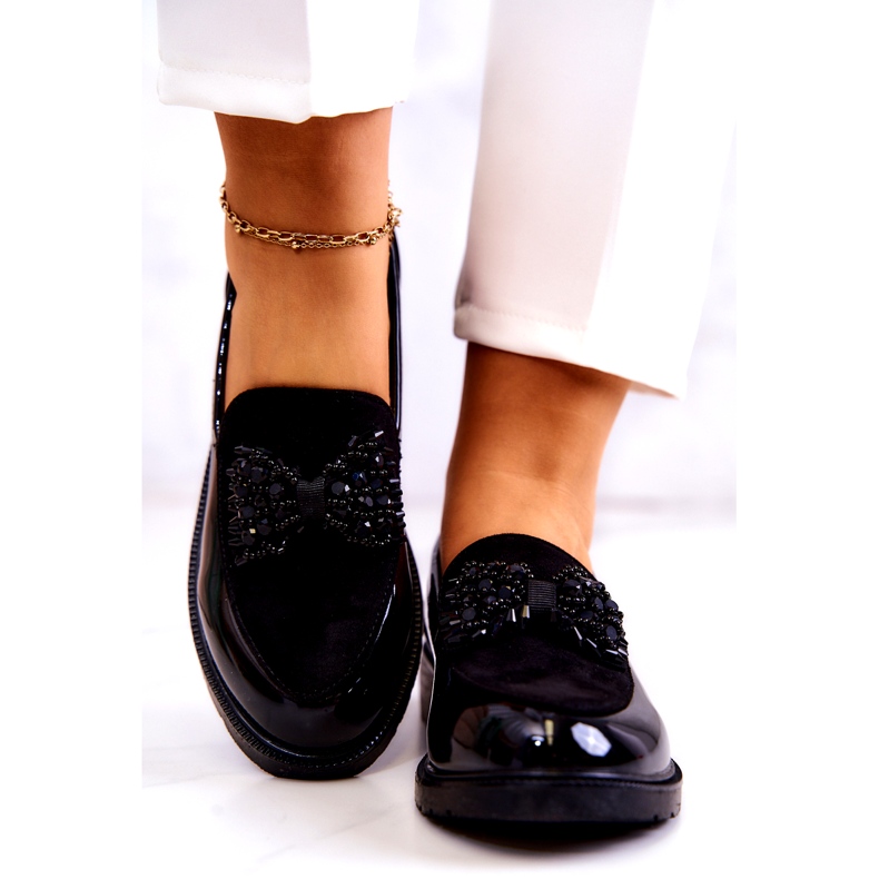 S.Barski A női lakkozott Lafefer mokaszinok fekete 4