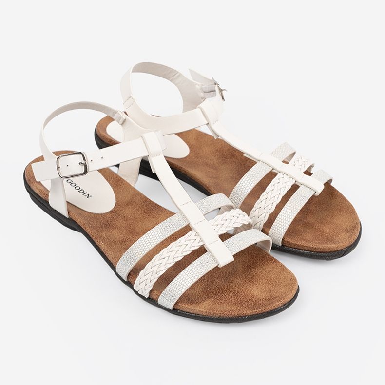 Goodin Fehér női szandál díszített csíkokkal 2 Goodin Fehér női szandál díszített csíkokkal 2