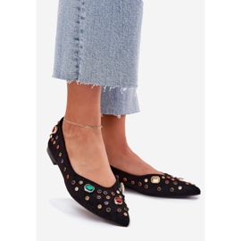 Fekete kristályokkal díszített női balerinák 1 Fekete kristályokkal díszített női balerinák 1